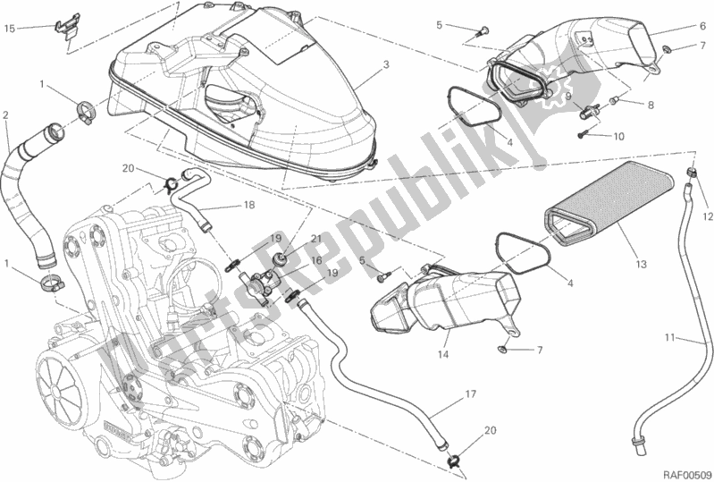Alle onderdelen voor de Inname van de Ducati Diavel FL Thailand-Brasil 1200 2015